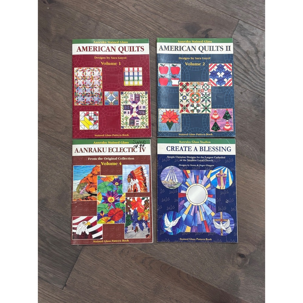 Aanraku Stained Glass Pattern Books Lot of 4 American Quilts Eclectic Blessing